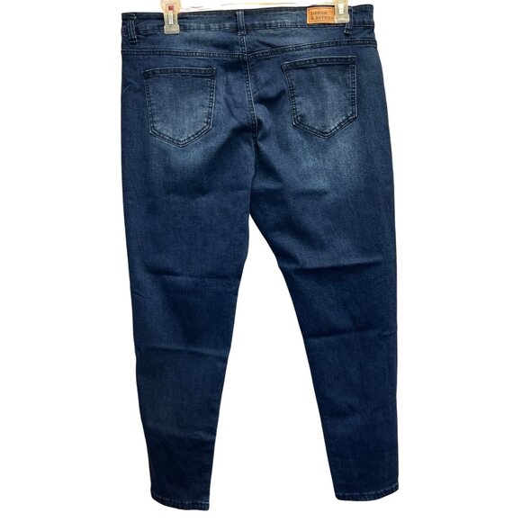 Denim & Rivets Womens Distressed Tapered Leg Jeans 16 Mid Stretch Blue Denim - Picture 2 of 2